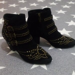 Ash Black Gold Studded Suede Boots/Bootie